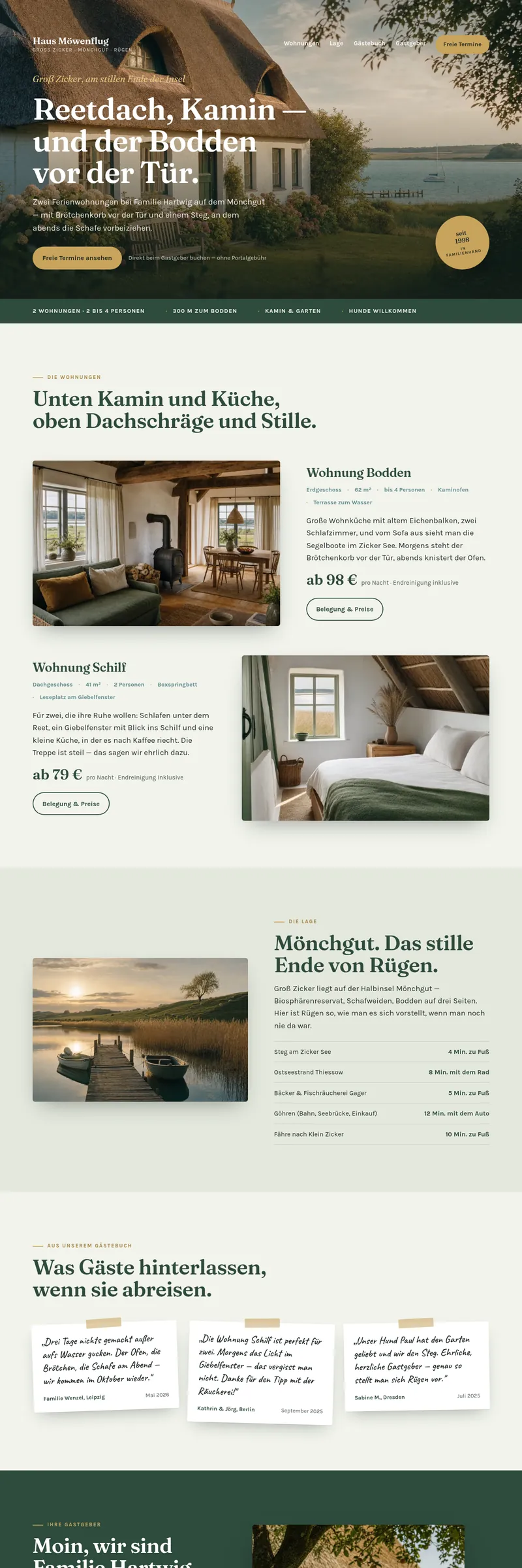 Website-Beispiel: Reetdachhaus mit zwei Ferienwohnungen auf Mönchgut