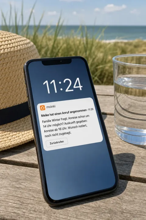 Handy-Sperrbildschirm: Die KI-Assistentin hat einen Anruf angenommen und fasst ihn zusammen